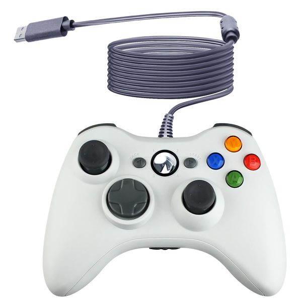 OSTENT Wired USB Controller Gamepad Joystick for Microsoft Xbox 360 Console Windows PC Laptop Computer Video Game Color White