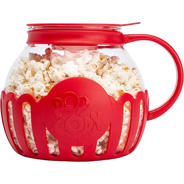 Popcorn Machine Popcorn Maker & Microwave Popcorn Popper (2L) Borosilicate Glass 3-in-1 Silicone Lid Dishwasher Safe, BPA Free Snack Pop Corn Air Poppers