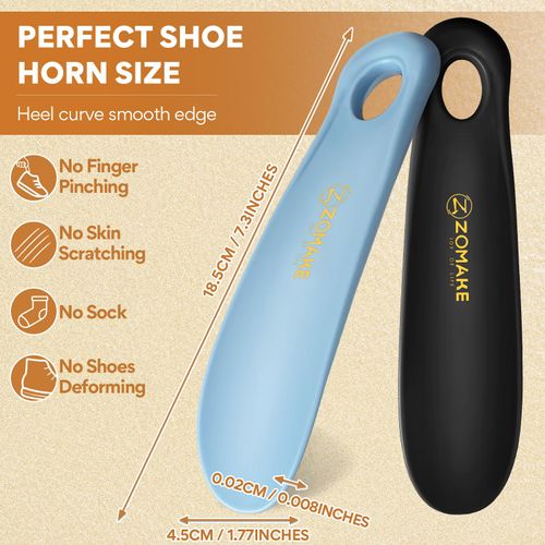 ZOMAKE Plastic Shoe Horn, 2pcs Travel Shoe Horns for Men, Women,Seniors& Kids - Boot Shoehorn - Shoe spoon - Shoe helper