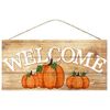 Rustic Pumpkins Thanksgiving Welcome Sign - 12.5 x 6, Fall Decor, Halloween