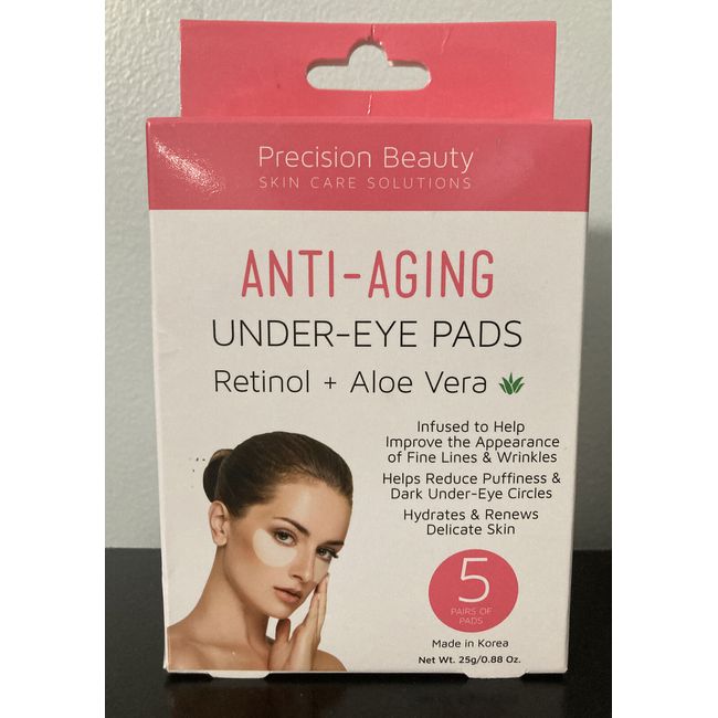 Precision Beauty Retinol + Aloe Vera Anti-Aging Under Eye Pads 5 Pair ( 10 ) New