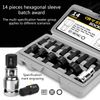 14 Pcs Hex Bit Socket Set 3-24mm Allen Key Wrench Head Tool Ratchet Inch Drive Screwdriver Hex Bit Socket