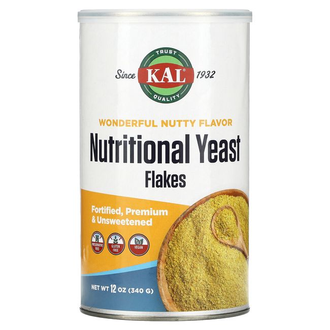 KAL Nutritional Yeast Flakes Unsweetened 12 oz 340 g Gluten-Free, Vegan