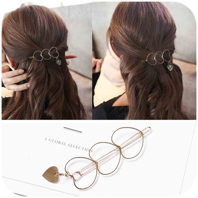 Yheakne Boho Love Herz Haarspange Haarspange Gold Hohl Haarspange Haarnadel Metall Geometrie Haarspange Minimalistische Bobby Pin Moderne Haarschmuck für Frauen und Kinder (Herz)