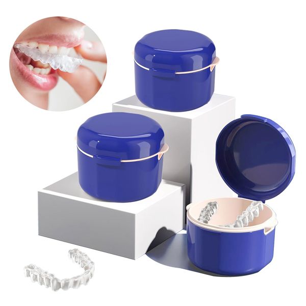 Retainer Case Mouth Night Guard Invisalign Denture Soap Holder Cases Travel Aligner Mouthguard Containers Box, Blue