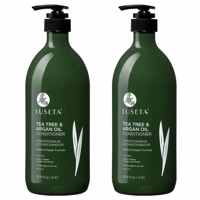 Luseta Tea Tree & Argan Oil Detangling Shampoo & Conditioner Set, 2 x 33.8 Oz