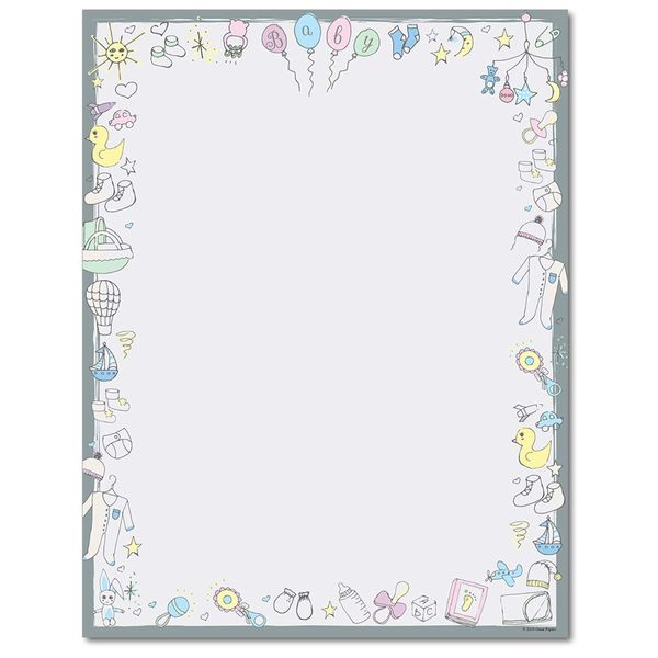 Baby Time Stationery Paper - 80 Sheets - Great for Baby Showers and Birth Announcements