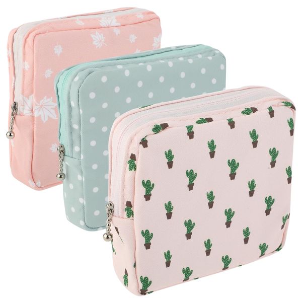 3Pcs Period Bag, Sanitary Pad Storage Bag Samll Period Pouch for Purse Cute Menstrual Period Bag Tampon Pad Holder for Purse, Tampon Organizer Pouch, Feminine Care Period Bags for Teen Girls School