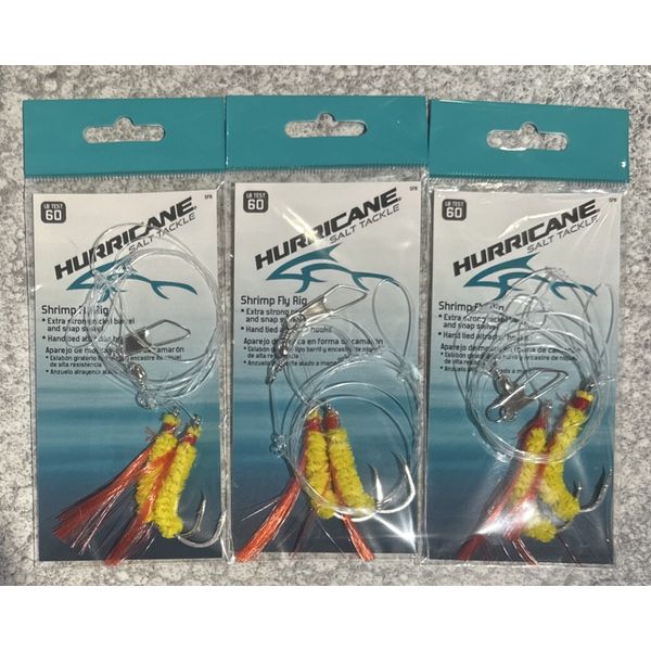 3 Packs Hurricane Shrimp Fly Rigs Red Yellow