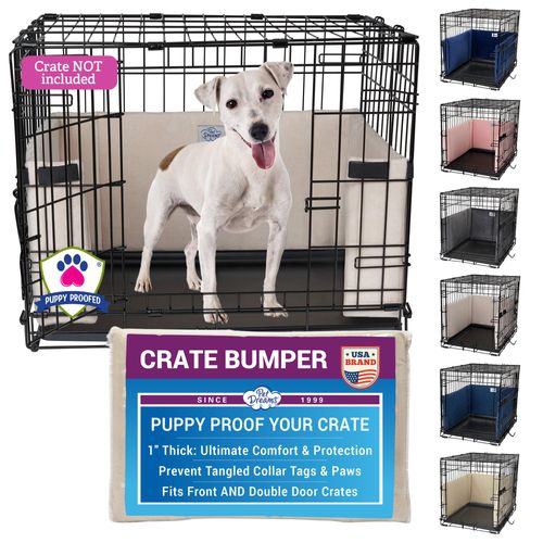 Pet Dreams Dog Crate Bumper - Comfy Liner & Dog Tail Protector for Inside Crate, Fits iCrate Cages 18, 24, 30, 36, 42, 48 Inches (Ivory, Large, 36")