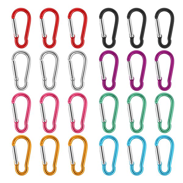 25 PCS Carabiner Clips Snap Hooks, Aluminum Small Carabiner Keychain Clips for Keys, Karabiner Keyring for Backpack Dog Leash Fishing Camping Awning (Not for Climbing) Multicolor