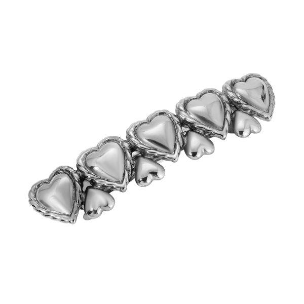 1928 Jewelry Women's Silver Polished Hearts Hair Barrette, (1 Pcs)