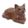 NOVICA Short Haired Cat Wood Sculpture