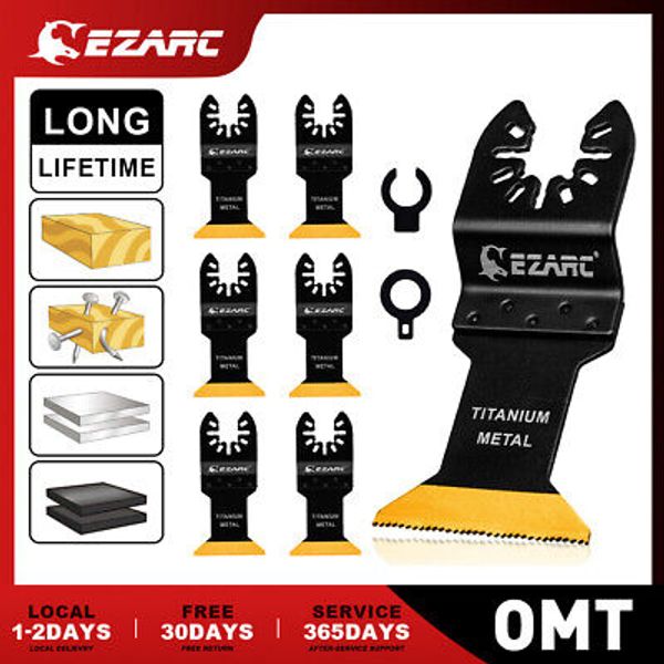 6PCS EZARC Titanium Oscillating Multi tool Saw Blade Set for Wood Metal Longlife