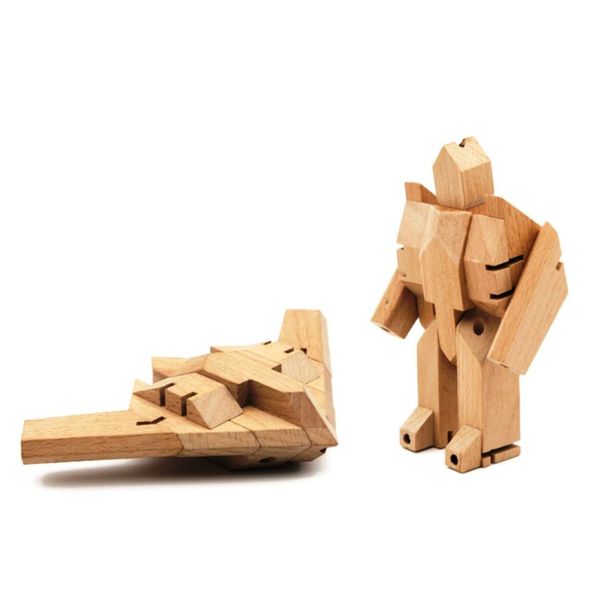 Bamloff WooBot - Wooden Robot Transforms into a Stealth Fighter