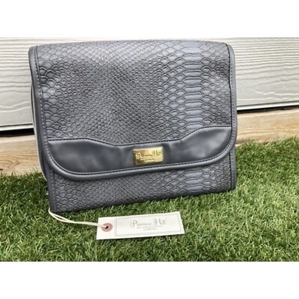 PRIMROSE HILL LONDON MAKE UP BAG COSMETICS TRAVEL STORAGE GREY SNAKE SKIN EFFECT