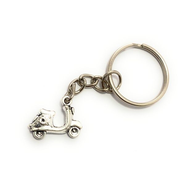 FizzyButton Gifts Scooter Moped Charm Keyring Key Ring with Silver Tone Keychain