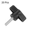 HARFINGTON 20pcs Wing Knobs M5 x 20mm Male Thread Plastic Tee Stud Knobs T Threaded Handles Hand Clamping Tightening Thumb Screws Thumbscrew, Black