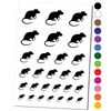 Rat Solid Temporary Tattoo Water Resistant Fake Body Art Set Collection - Black (One Sheet)