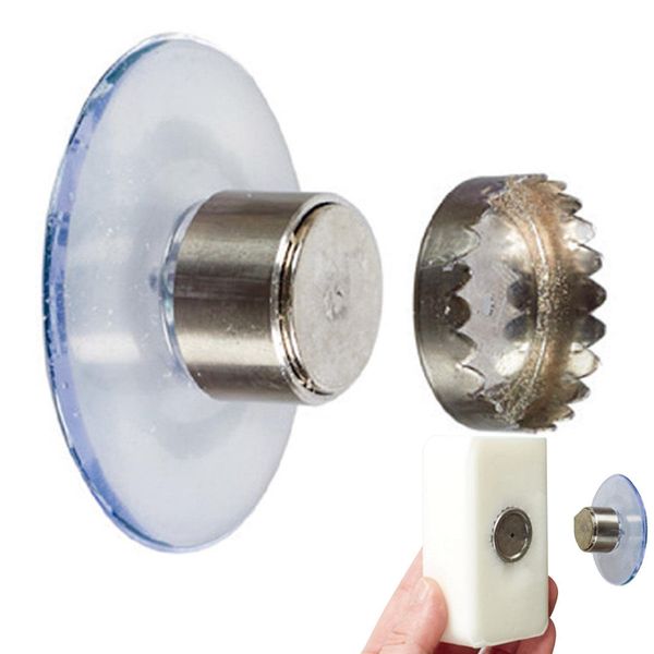 2 Stück Seifenhalter mit Magnet,Seifenhalter Magnet Ohne Bohren, Edelstahl Magnetischer Seifenhalter mit Saugnapf für Waschbecken Dusche und Badewanne
