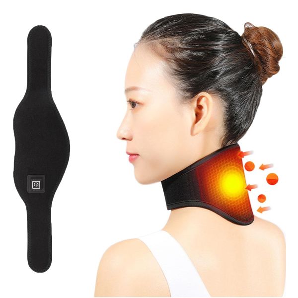 MAGNICROP Heated Neck Support Heating Neck Support Wrap Physical Therapy Heated Neck Support Brace Adjustable Ergonomic Cervical Collar for Men and Women Stiff Neck Stiffness Headache Relief