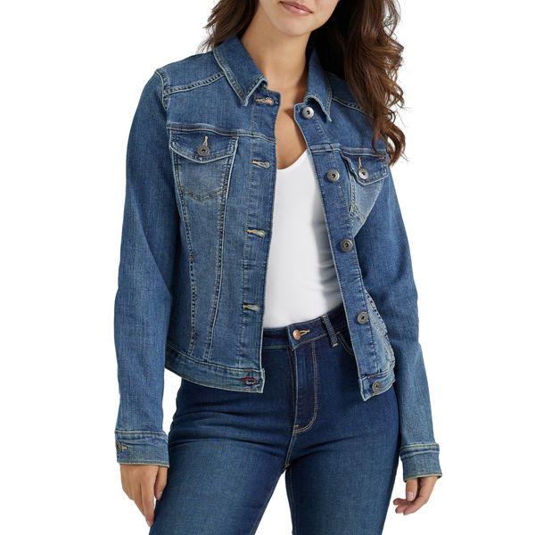 Wrangler Authentics Women's Stretch Denim Jacket, Blue, Large