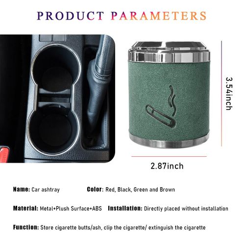 Wevdn Car Ashtray with Lid, Detachable & Portable Stainless Steel Smokeless Ashtrays for Car, Mini Universal Smell Proof Windproof Car Ashtray with LED Blue Light (Green-Plush Surface)