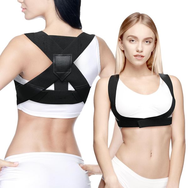 wokdsbl Posture Corrector Women & Men,Comfortable Elastic Adjustable Back Support Belt, Neck, Shoulder & Back Brace Posture Corrector, Prevent Hunchback, Improve Posture,M