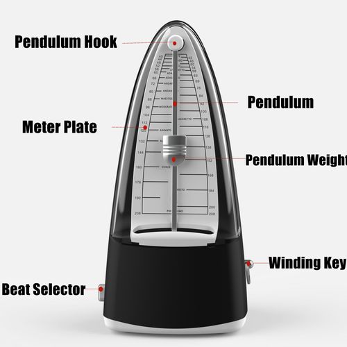 Mechanical Metronome Simple Shape Accurate Time Clear Sound with Accent Bell Suitable for Piano, Violin, Ukulele, etc
