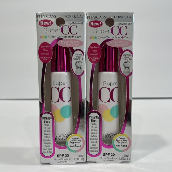 Physicians Formula Super CC Instant Blurring Eye Cream 6404 Light/Medium X2 Lot