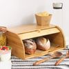 Unibos Bread Bin Natural Bamboo Bread Bins for Kitchen, Bread Storage Containers, Countertop Roll Top Lid Breadbin