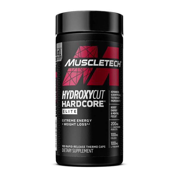 Hydroxycut Hardcore Elite | Maximum Intensity Supplement | Focus + Energy Pills | 100 Pills