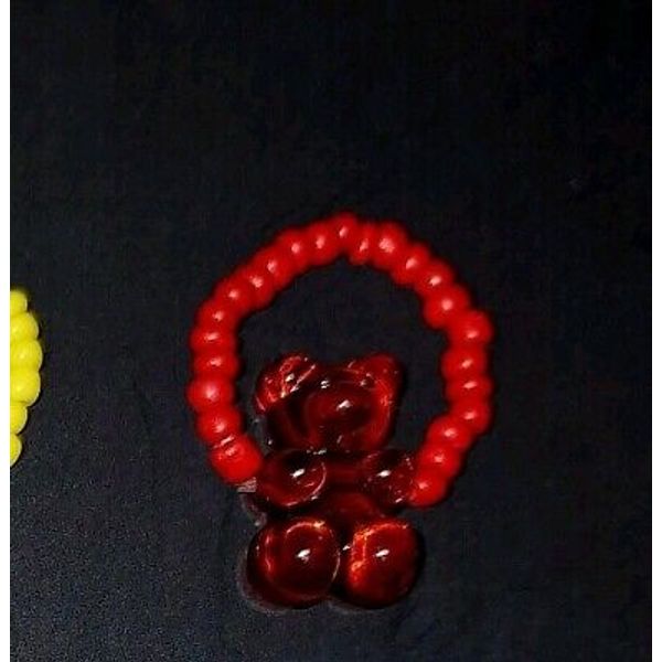 🧸NEW RED Plastic Gummy Candy Bear Stretchable Bead Jewelry Ring