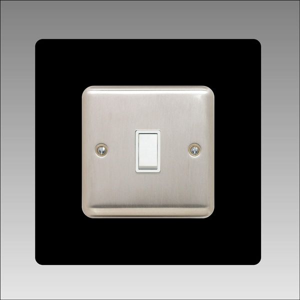 Single Light Switch Surround | Square | Acrylic Back Panel or Finger Plate | Plug, Font Colour:Black