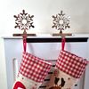 Hoolaroo Silver Stocking Holder Snowflake Stocking Hangers for Fireplace Weighted Stocking Holder Chrome Hook Metal Decoration Dog Kids Snowflake Reindeer Stag Ornament Set 3 Pack Snowflake