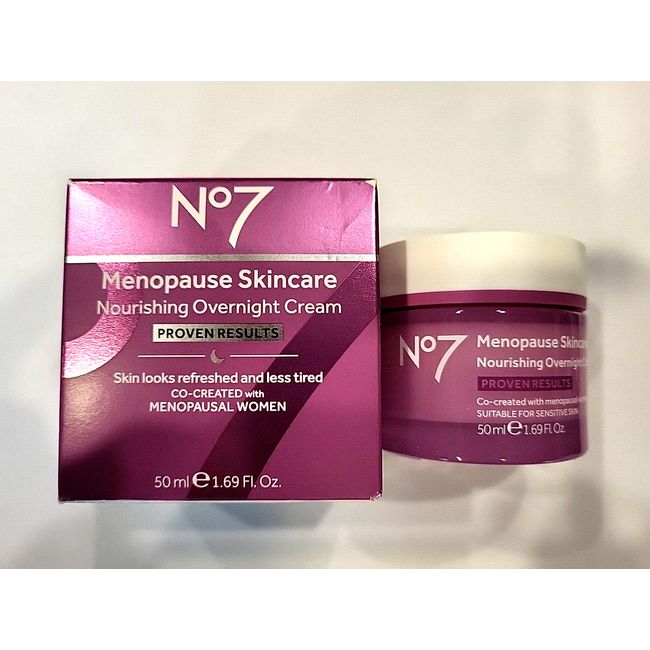 No7 Menopause Skincare Nourishing Overnight Cream 50 ml 1.69 oz Free Shipping