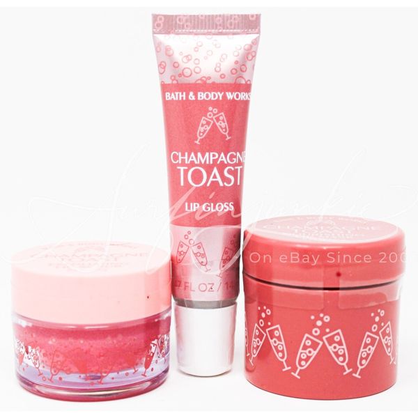 Bath & Body Works Champagne Toast Nourishing Lip Mask Scrub Lip Gloss Tube 3pc