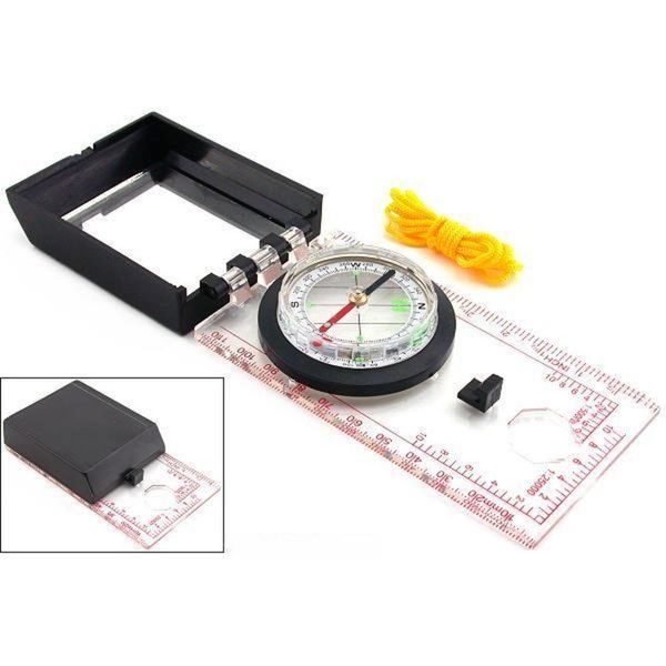 Map Compass Mirror Ruler Camping Hunting Engineer Tool