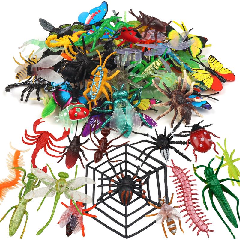 DOITEM 62 Pieces Realistic Insect Set for Children, Plastic Bugs and ...