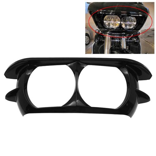 HDBUBALUS Motorcycle Headlight Trim Ring Cover Dual Headlamp Bezel Fit for Harley Road Glide 2015-2023 Vivid Black