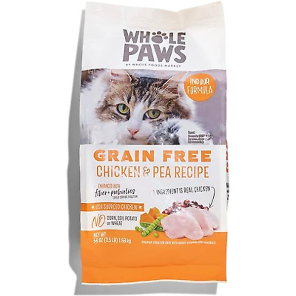 , Grain-Free Dry Cat Food, Chicken & Pea Recipe, Enhanced with Fiber & Prebiotic