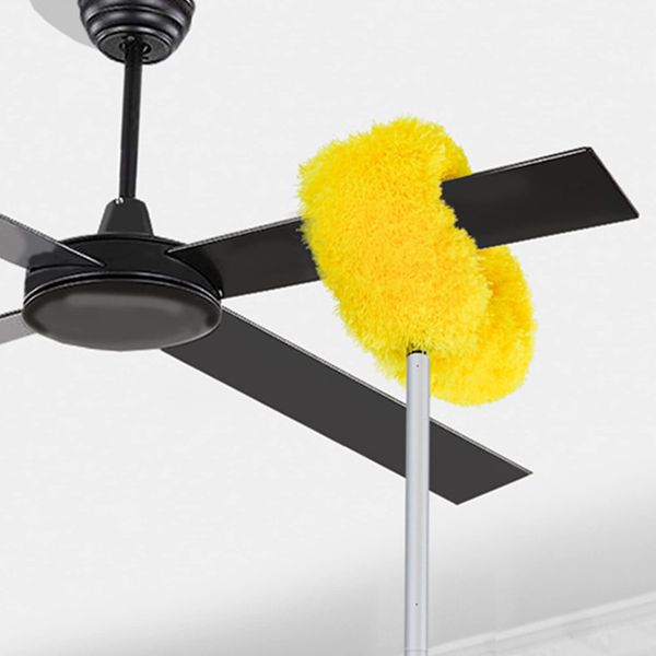 Washable Ceiling Fan Cleaner, Microfiber Duster with Telescoping Extension Pole, Fit for Cleaning High Ceiling Fan, Furniture, Blinds, Car (Yellow)