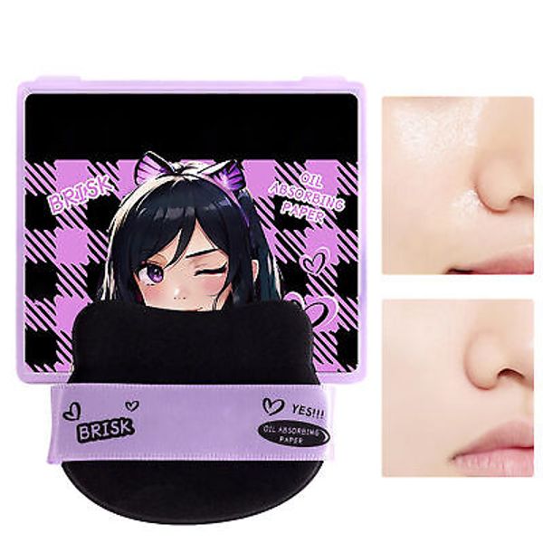 100pcs Natural Oil Blotting Papers for Face With Mirror Case And Makeup Puff