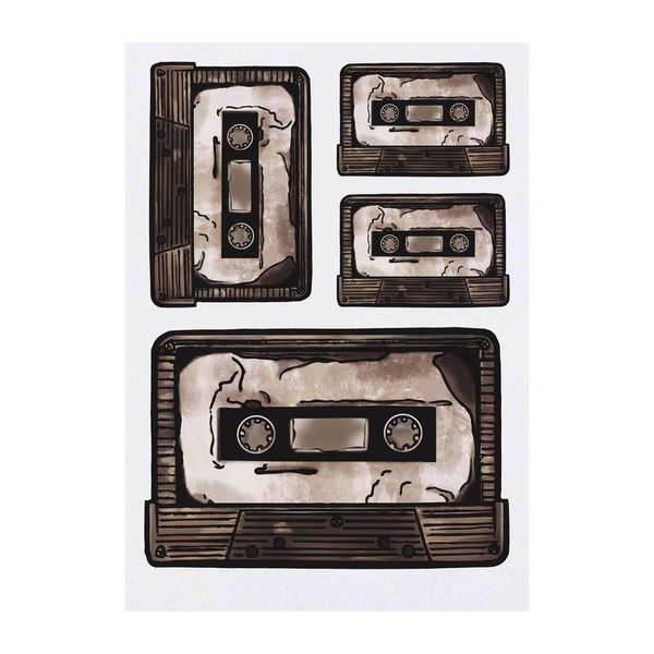 4 x 'Cassette Tape' Temporary Tattoos (TO00006737)