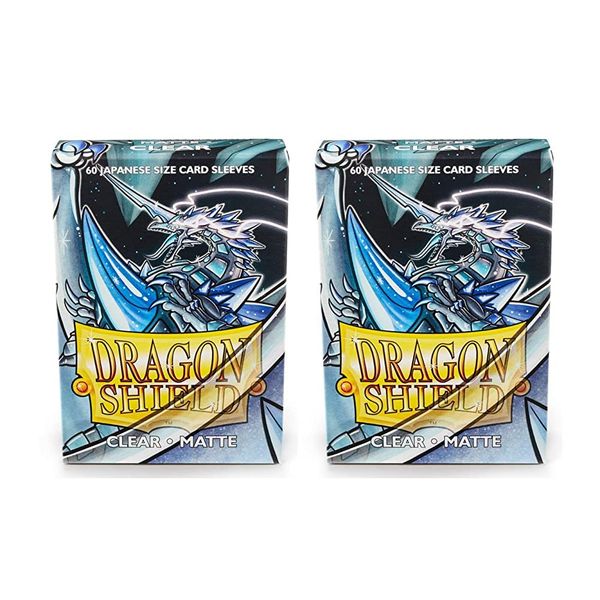 Dragon Shield Bundle: 2 Packs of 60 Count Japanese Size Mini Matte Card Sleeves - Matte Clear