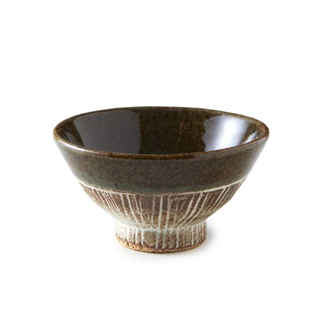 Rikizo R-886847 Bowl Craft Rice Bowl, Painted Green Comb Inlaid, Diameter 4.1 x Height 2.2 inches (10.5 x 5.7 cm), Made in Japan