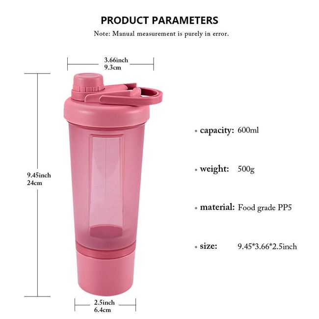 Shaker Bottle For Protein Powder & Meal Replacement Shakes, Fitness Sports  Water Cup With Measurement & Portable Mixing Ball, 500ml
