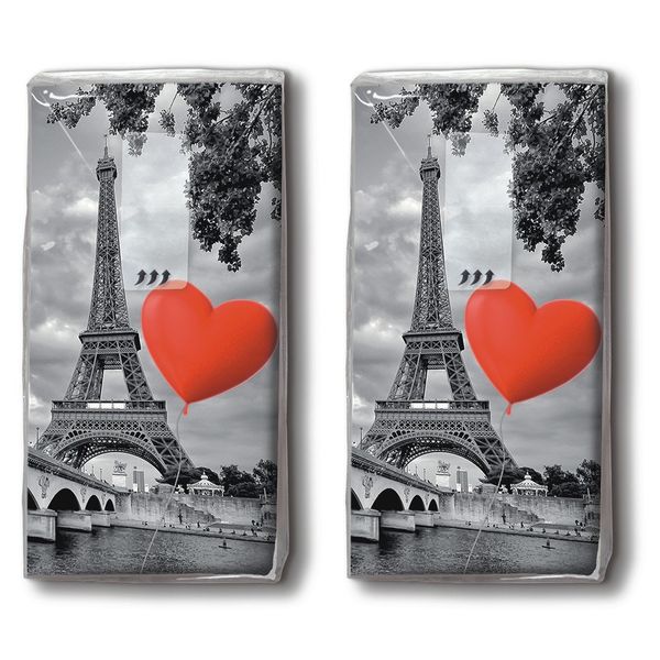 20 Taschentücher (2x 10) City of Love – Liebe liegt in der Stadt / Paris / Frankreich / Motivtaschentücher