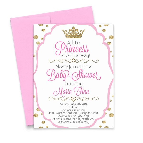 Little Princess Baby Shower Invitations, Princess Baby Shower Invitations, Royal Princess Baby Shower Invitations, Modern Baby Shower Invitation, Your choice of Quantity and Envelope Color