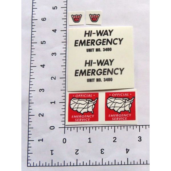 Water slide decal set for Nylint Hi-Way Emergency truck w/tracking